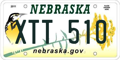 NE license plate XTT510
