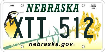 NE license plate XTT512
