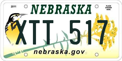 NE license plate XTT517
