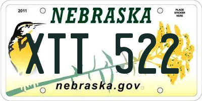 NE license plate XTT522