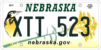 NE license plate XTT523