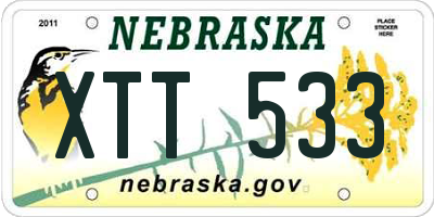 NE license plate XTT533