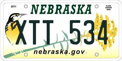 NE license plate XTT534