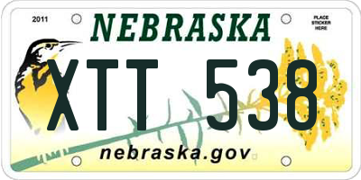 NE license plate XTT538