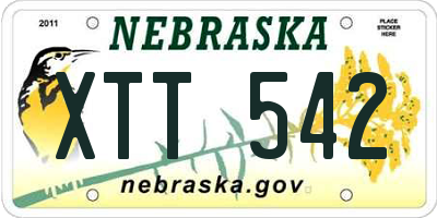 NE license plate XTT542