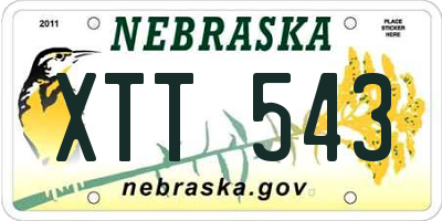 NE license plate XTT543