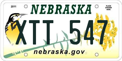 NE license plate XTT547