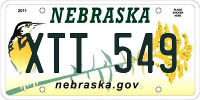NE license plate XTT549