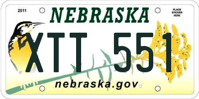 NE license plate XTT551