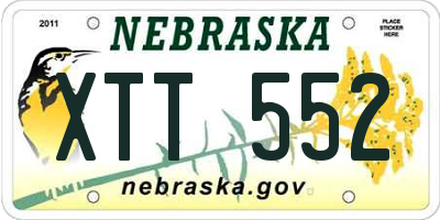 NE license plate XTT552