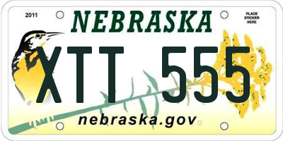 NE license plate XTT555