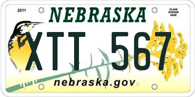 NE license plate XTT567