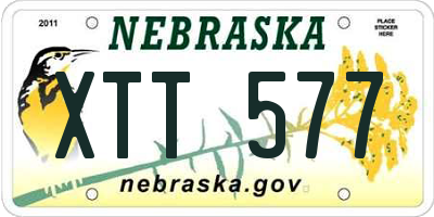 NE license plate XTT577