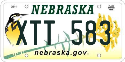NE license plate XTT583