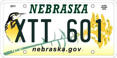 NE license plate XTT601