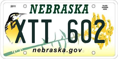 NE license plate XTT602