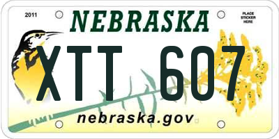 NE license plate XTT607