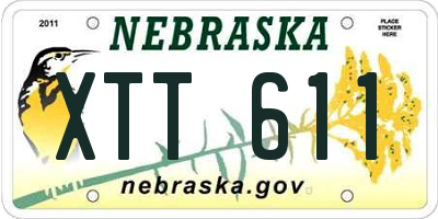 NE license plate XTT611