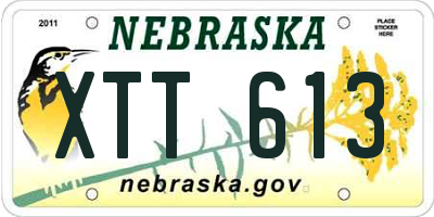 NE license plate XTT613