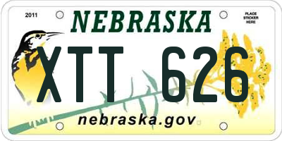 NE license plate XTT626