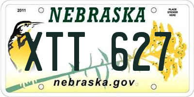 NE license plate XTT627