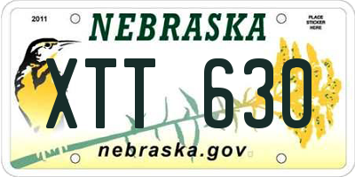 NE license plate XTT630