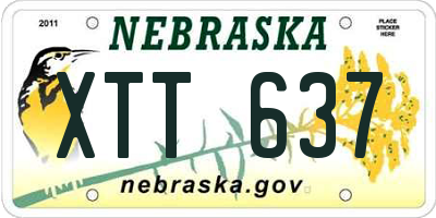 NE license plate XTT637