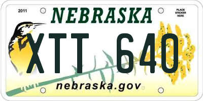 NE license plate XTT640