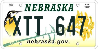 NE license plate XTT647