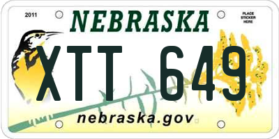 NE license plate XTT649