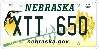 NE license plate XTT650