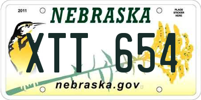 NE license plate XTT654