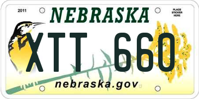 NE license plate XTT660
