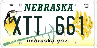 NE license plate XTT661