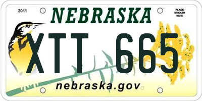 NE license plate XTT665
