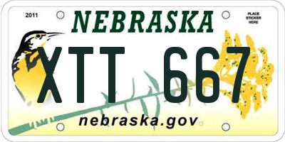 NE license plate XTT667