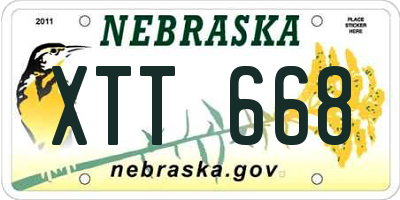 NE license plate XTT668
