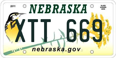 NE license plate XTT669