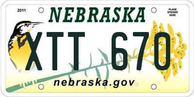 NE license plate XTT670