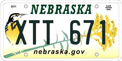 NE license plate XTT671