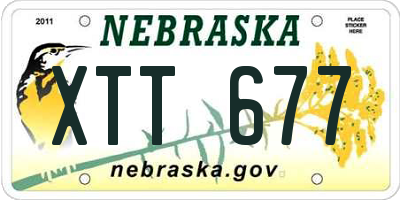 NE license plate XTT677