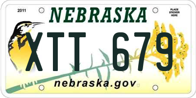 NE license plate XTT679