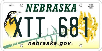 NE license plate XTT681