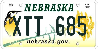 NE license plate XTT685