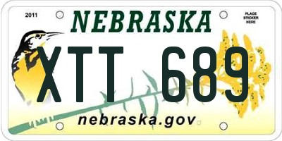 NE license plate XTT689