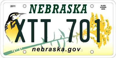 NE license plate XTT701