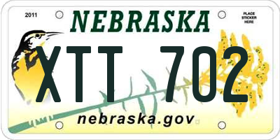 NE license plate XTT702