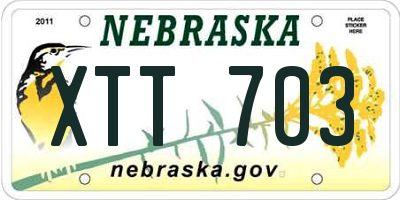 NE license plate XTT703