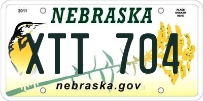 NE license plate XTT704