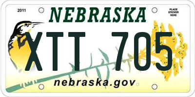 NE license plate XTT705